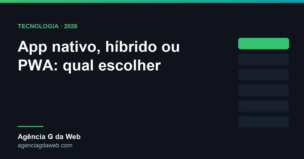 App nativo, híbrido ou PWA: comparativo da Agência G da Web