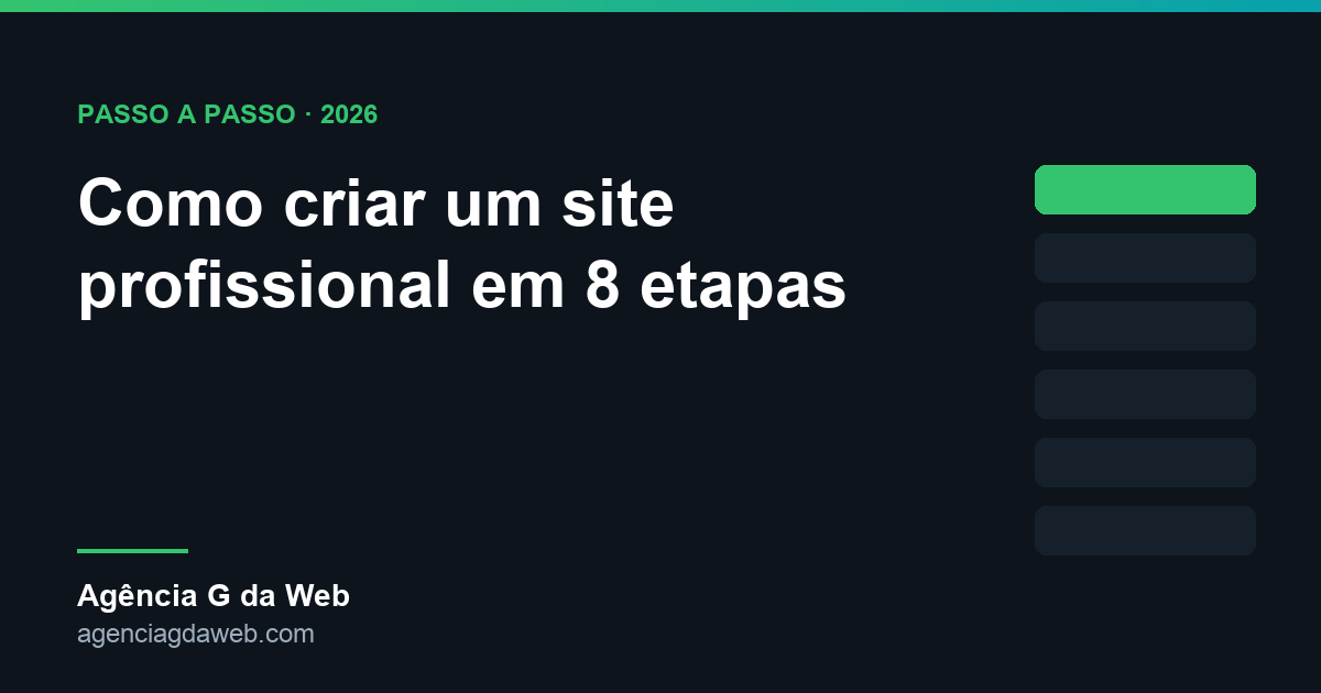 Como criar um site profissional — passo a passo da Agência G da Web