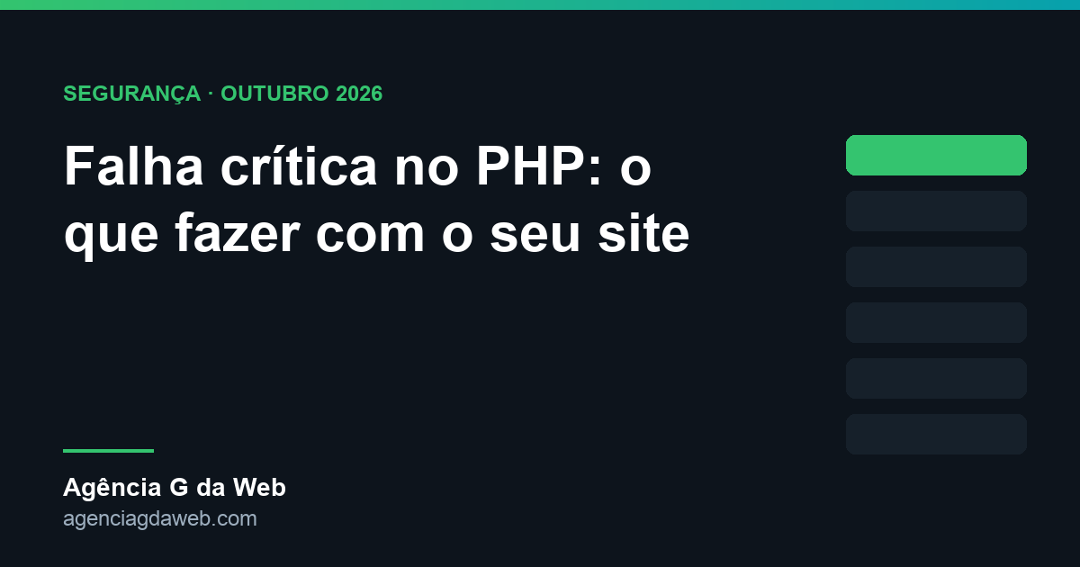 Alerta de falha crítica no PHP sobre a tela de um servidor de sites