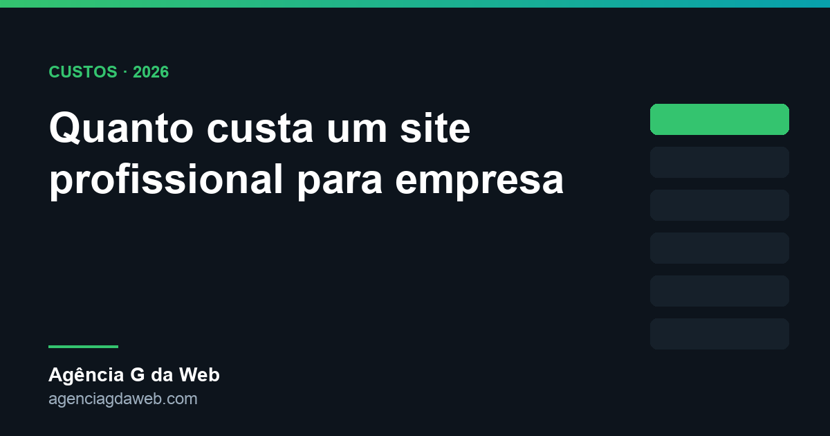 Quanto custa um site profissional para empresa em 2026