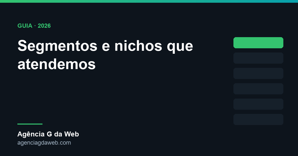 Segmentos e nichos atendidos pela Agência G da Web